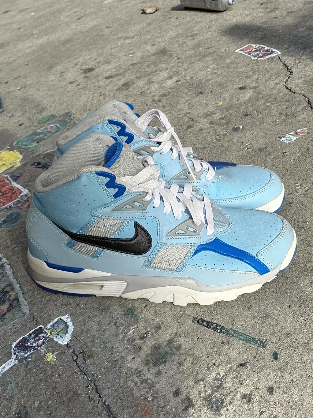 Nike Kids' Light Blue High-Top Sneakers with Black Swoosh